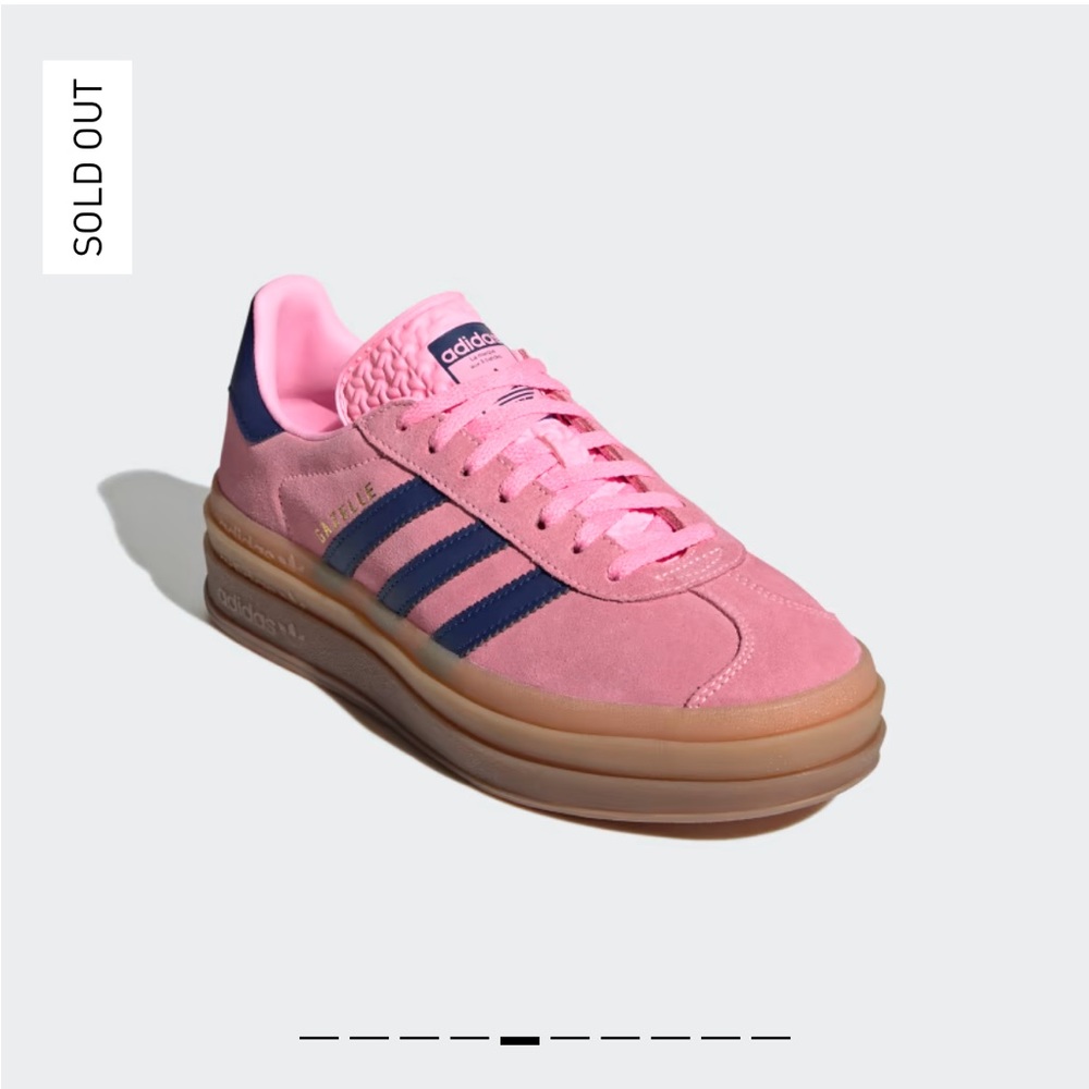 Adidas Gazelle Bold Shoes in Pink Glow / Victory Blue / Gum
